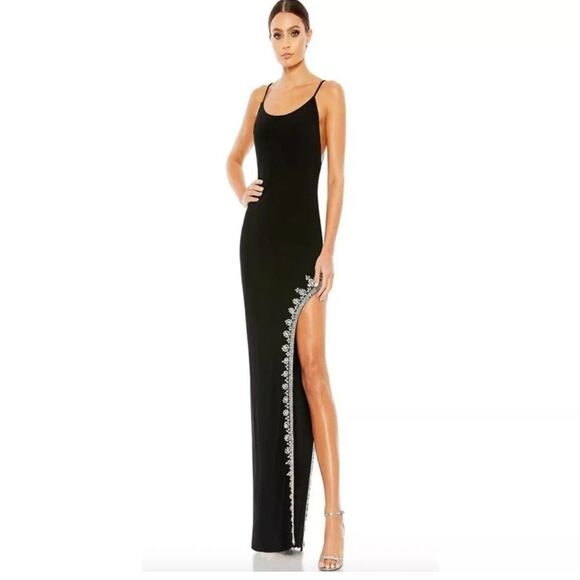 Mac Duggal 42002 Rhinestone Encrusted Side Slit Cami Bodycon Dress Size 8 NWT - Picture 1 of 11